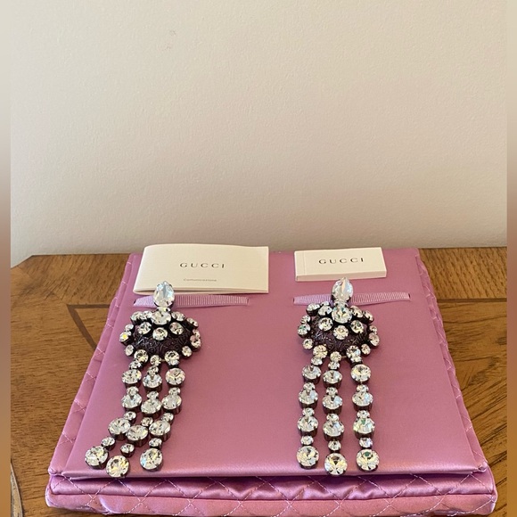 Gucci Crystal Drop Earrings - Silver - Picture 2 of 6